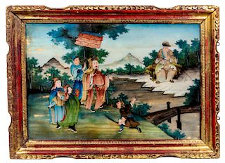 A Chinese Reverse Glass Painting 15 3/4 x 23 3/4 inches.