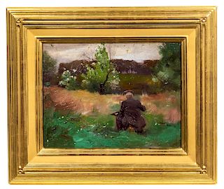 * Paul Berdanier Sr., (American, 1879-1961), Soldier Painting in a Field