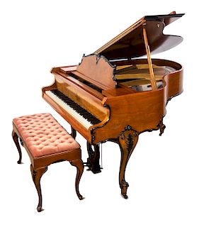 * An American Parcel Ebonized Walnut Baby Grand Piano Length of case 62 inches.