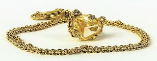 Judith Ripka 18K YG Diamond Citrine Heart Necklace