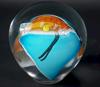 Large Contemporary Signed Art Glass Paperweight