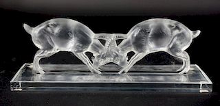 Lalique France "Duex Chevres" Crystal Figure