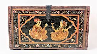 Antique Hand Painted Indian Wooden Box