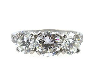 Tiffany & Co 2.77 Ct Three Diamond Platinum Ring