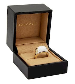 Bulgari Tronchetto 18k Y/Gold & White Ceramic Ring