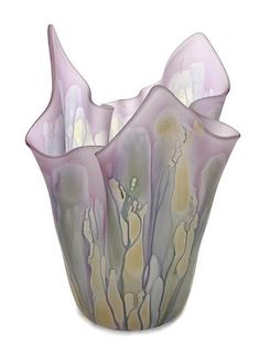A Molded Glass Vase. Height 10 1/4 inches.