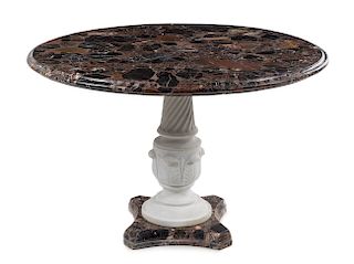 A Neoclassical Style Marble Table Height 31 x diameter of top 48 inches.