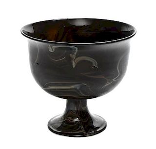 An American Marbled Glass Footed Bowl, Diameter 7 3/4 inches.