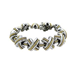 Tiffany & Co. Silver & 18k Gold Signature X Bracelet
