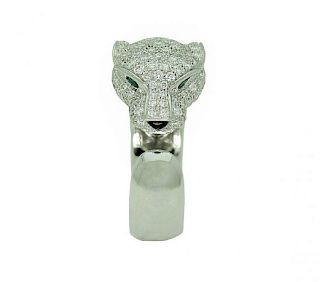 Cartier Panthere 18k Gold Diamond Emerald Onyx Ring