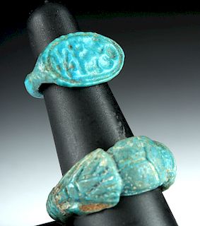 Lot of 2 Egyptian Faience Rings
