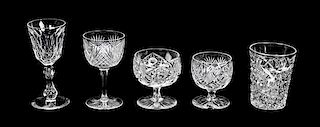A Group of Cut Glass Stemware, Height of first 5 1/2 inches.