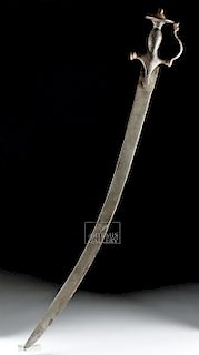 19th C. Indo-Persian Curved Steel / Iron Scimitar