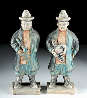 Chinese Ming Dynasty Glazed Pottery Attendants (2)