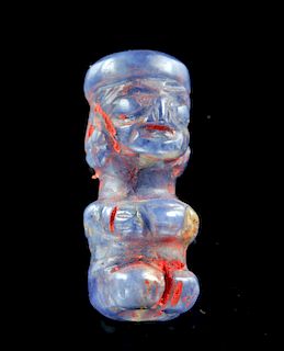 Incan Sodalite Figural Bead w/ Cinnabar