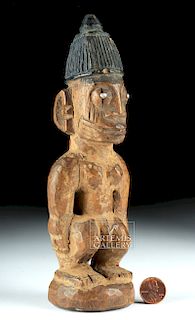 Early 20th C. African Wood Yoruba Ibeji Figure - Male