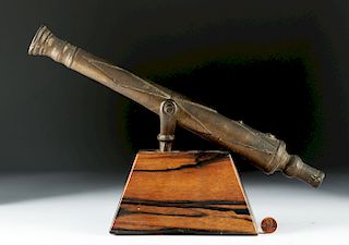 18th C. British Brass Signal Cannon, Swivel Mount