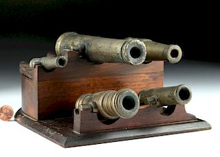 19th C. Brass Signal Cannon Grouping (5)