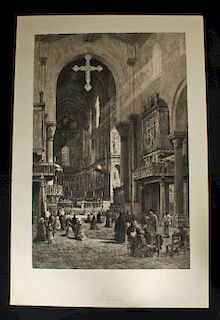 Signed Haig Aquatint, "Cefalu Cathedral" 1901