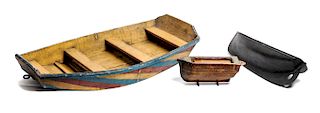 Three Decorative Model Boats Length of largest 25 1/2 x 13 1/2 inches