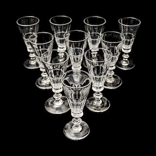 Three Sets of Glass Stemware, Height of first 10 inches.