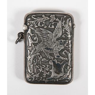 French Silver Match Safe with Griffin