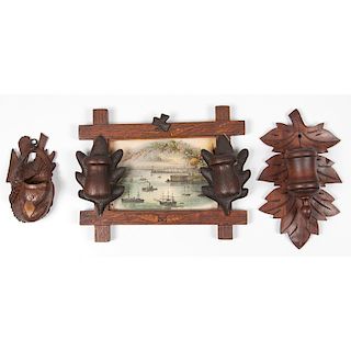 Three Figural Wooden Match Holders