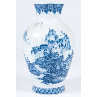 Chinese Blue and White Landscape Vase