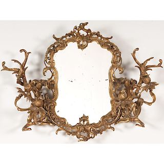 Louis XV-style Gilt Bronze Mirrored Wall Sconce