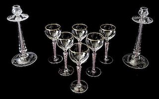 An Assembled Set of Glass Tableware, Height of tallest 11 inches.