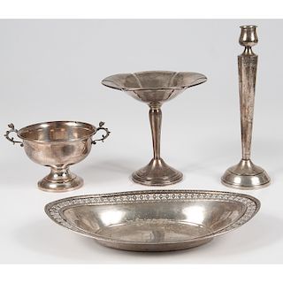 Sterling Dishes and Candlestick