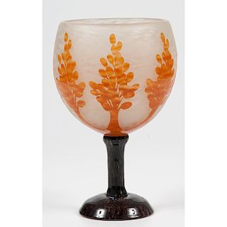 Cameo Glass Compote, Style of Charles Schneider