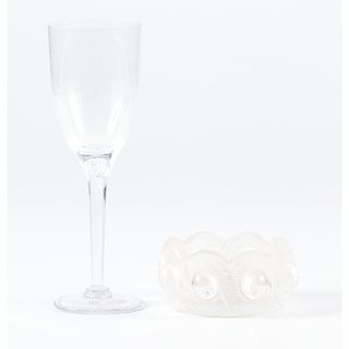 Lalique Crystal Champagne Flute and Dish