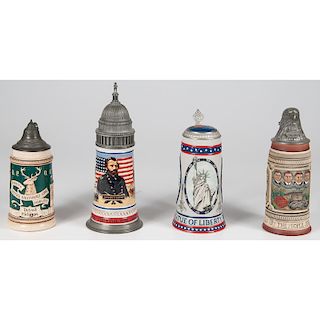 Stoneware Steins with American Subjects