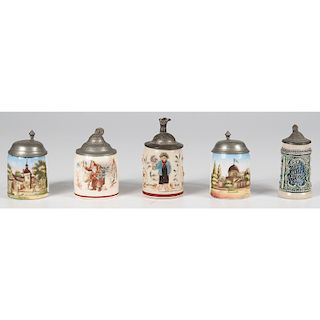 Miniature Steins with Pewter Lids