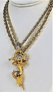 Carrera y Carrera 18K Gold Diamond Dragon Necklace