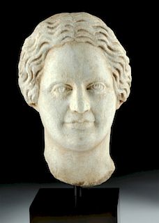 Near-Lifesize Roman Marble Head of Woman