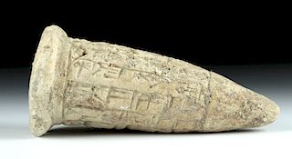 Translated Mesopotamian Clay Foundation Cone