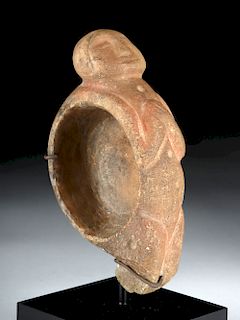 Prehistoric Peruvian Alabaster Mortar w/ Human Form