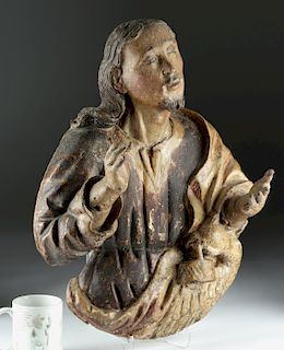 19th C. Spanish Colonial Wood Carving of Christ