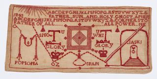 Rare Antique Masonic Embroidered Alphabet