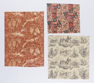 3 Chintz & French Toile Textiles, 19th/Early 20th C