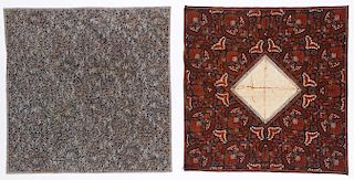 2 Fine Cotton Batik Head-Cloths, Java, Early 20th C