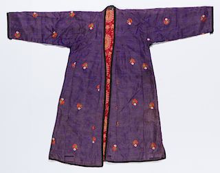 Bokhara Purple Silk Woman's Chapan, 19th C