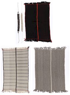 3 Miztec Indian Woven Wool Blankets & 2 Belts