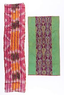 2 Antique Central Asian Silk Ikat Items