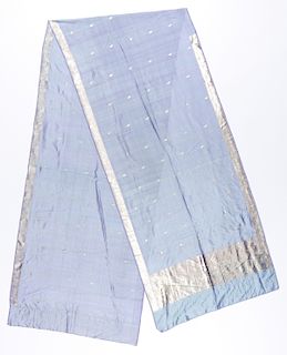 Antique Blue Silk Sari, India: 3'7'' x 18'0''