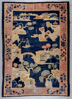 Antique Seaside Pictorial Rug, China: 6'2'' x 8'6''