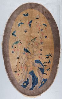 Antique Chinese Oval Pictorial Rug: 4'10'' x 7'8''