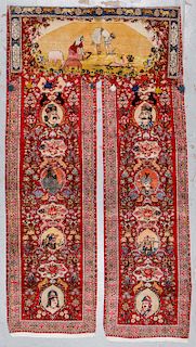 Fine Antique Tabriz Rug Curtain, 3 Parts: 4'9'' x 10'3''